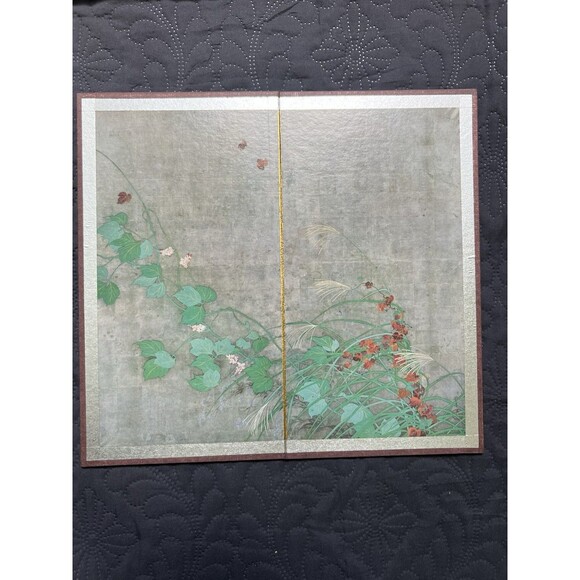 Japanese Folding Screen Byobu Screen Art Screen Summer and Autumn Grasses Print - Picture 3 of 16